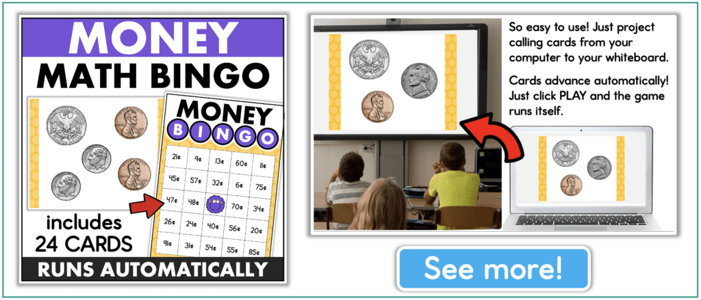 bingo game activities to teach counting money